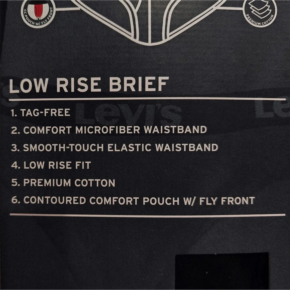 NEW Levi's Low Rise Briefs Cotton Underwear L Large 2 sets of 5-Pack Black NWT - Picture 4 of 7